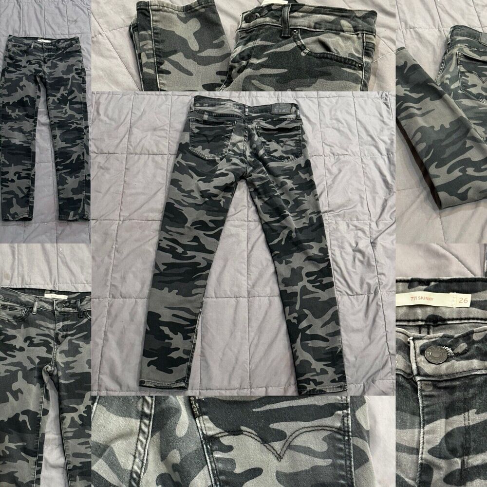 Levi’s 711 Women’s Camo Jeans Size 26 Mid Rise Skinny Stretch White Tab Casual